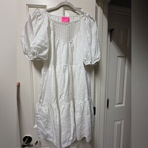 White Linen Dress with pockets, Perfect for summer!